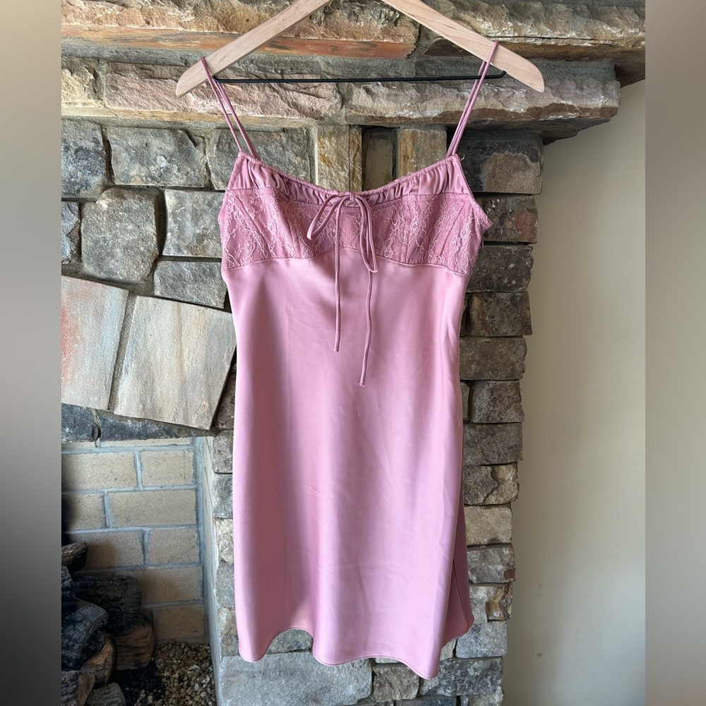 Urban Outfitters Mauve/Pink Lace Chemise Dress